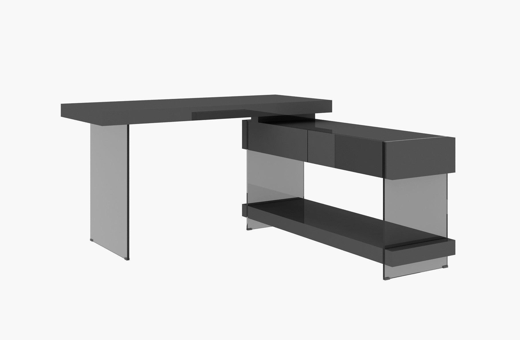 Float Modern Desk in Grey High Gloss - Euro Living Furniture